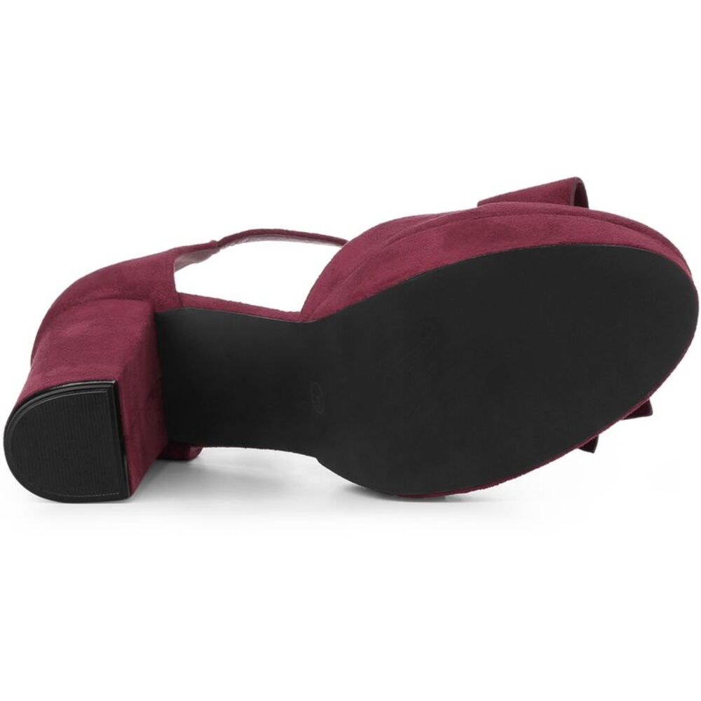 Mary Janes Platform Pumps Halloween Costumes Burgundy Chunky Heels Dress Shoes - Picture 6 of 6